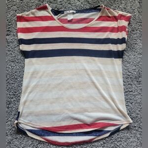 Striped Casual Women's Top Size Large